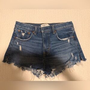 Abercrombie & Fitch Frayed Hem Blue Denim Shorts